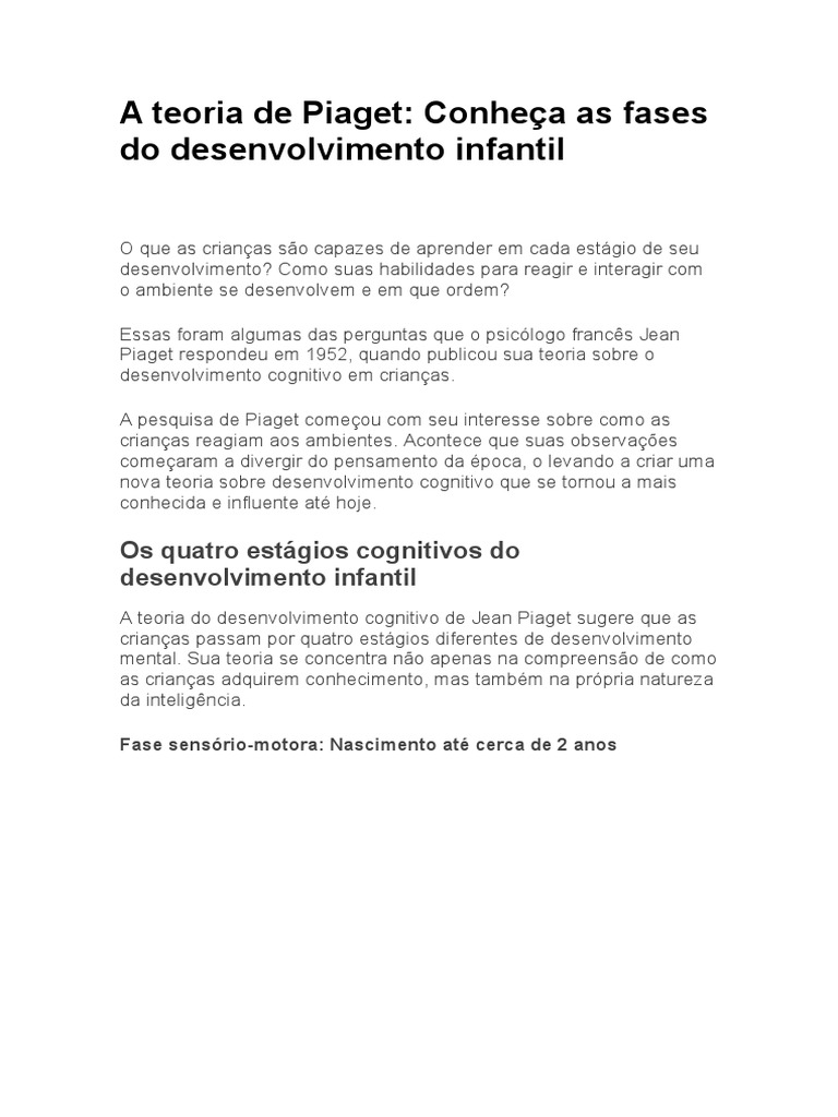 03 Piaget, PDF, Pensamento