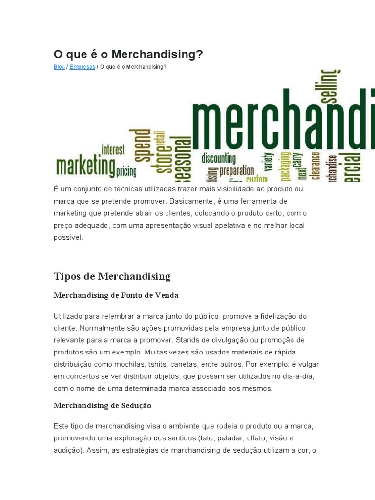 O que é Merchandising? Definições e Tipos | PDF | Carreira e ...