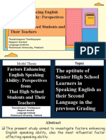 Factors Enhancing English Speaking Ability Perspectives From Thai High School Students and Their Teachers