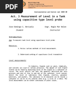 Act. 3 Measurement of Level in A Tank Using Capacitive Type Level Probe