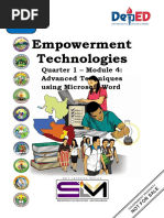 Empowerment Technologies: Quarter 1 - Module 4: Advanced Techniques Using Microsoft Word