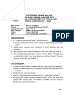 Universitas Islam Malang Fakultas Teknik Jurusan Sipil Ujian Tengah Semester (Uts) Gasal Tahun Akademik 2021 - 2022