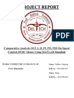 Cs Project Report: Comparative Analysis of P, I, D, PI, PD, PID On Speed Control of DC Motor Using MATLAB Simulink