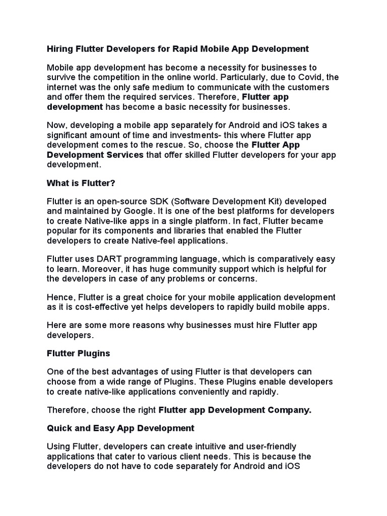 Hiring Flutter Developers For Rapid Mobile App Development | PDF ...