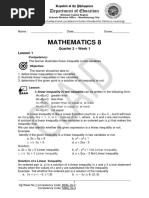 Grade 8 Math Deped Curriculum | PDF | Equations | Polynomial