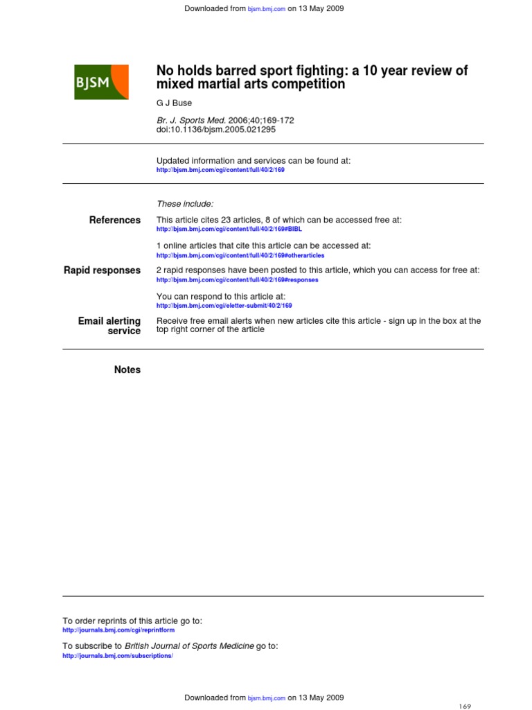 MMA and Head Injuries PDF Mixed Martial Arts Grappling