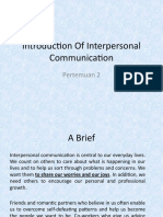 Introduction of Interpersonal Communication: Pertemuan 2