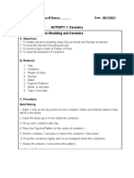 ACTIVITY 7: Ceramics Activity 7: Injection Moulding and Ceramics