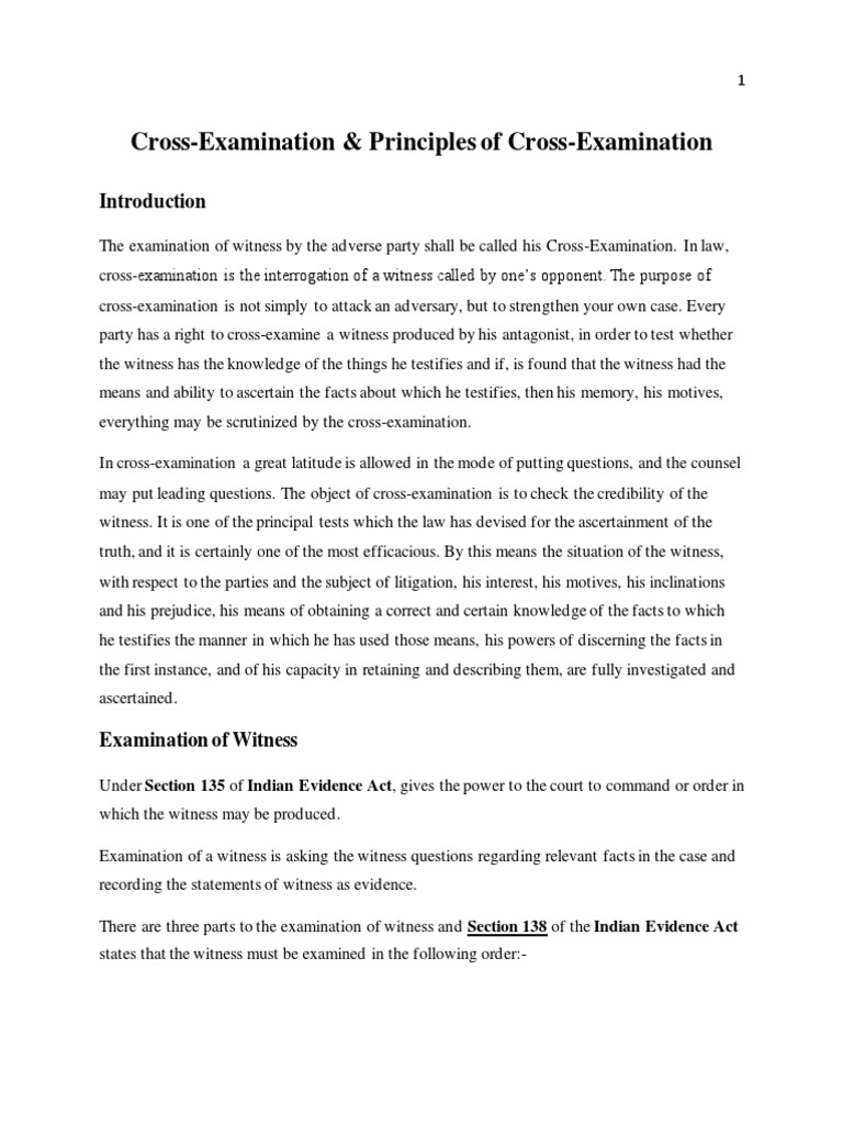 CrossExamination & Principles of CrossExamination PDF Witness