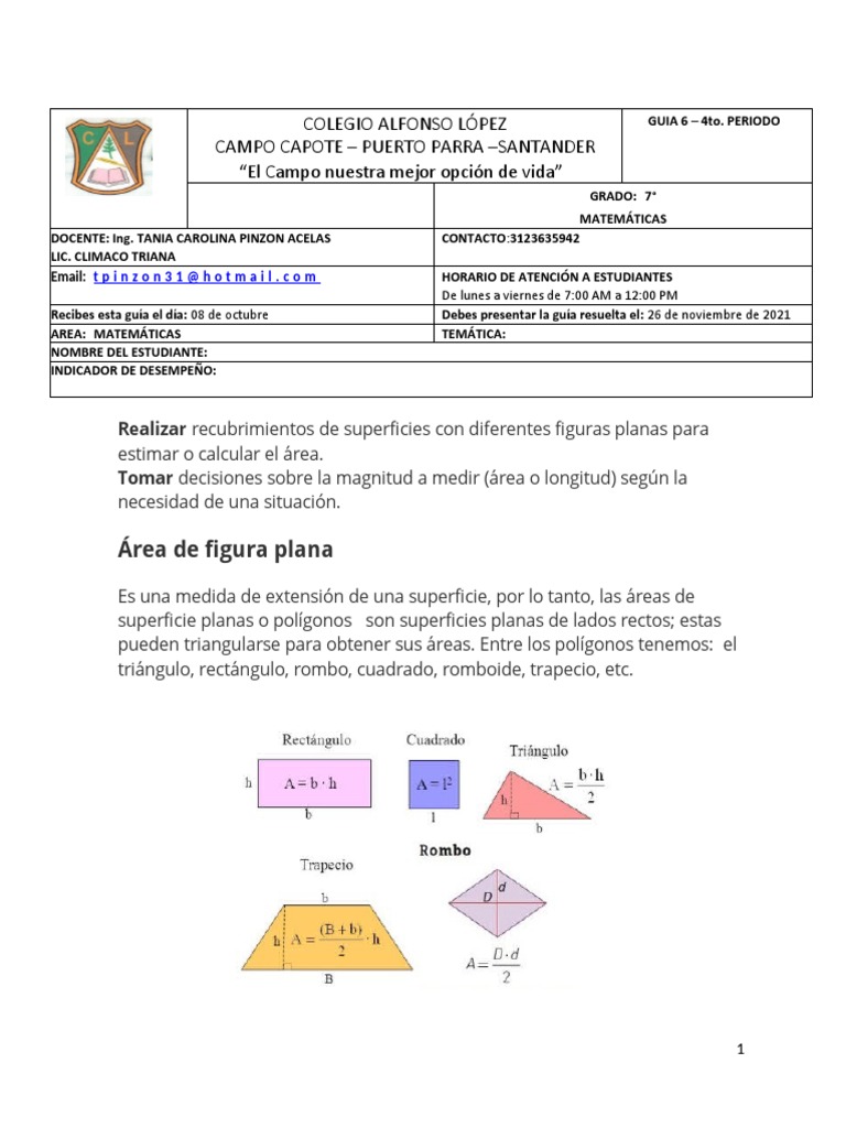 Como Medir El Area De Un Romboide 7 - Matematicas - 4to. Periodo2 | PDF | Matemática Elemental | Geometría  del plano euclidiano
