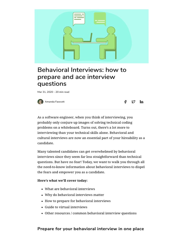 Behavioral Interviews: How To Prepare and Ace Interview Questions | PDF ...