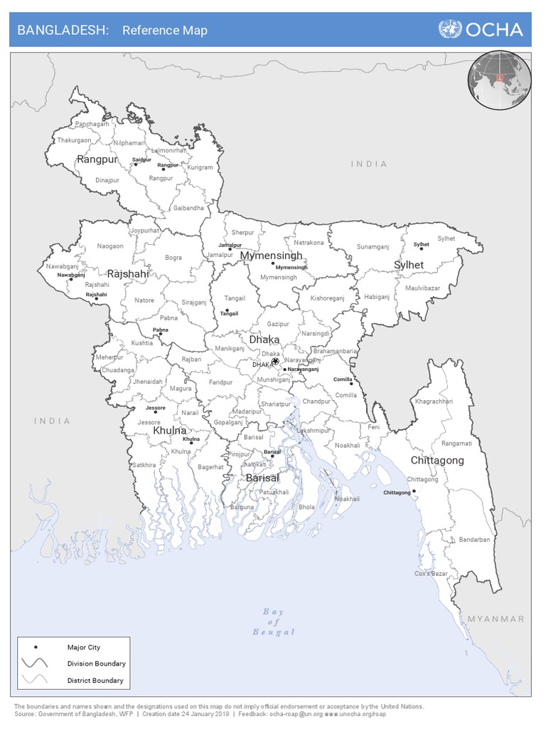 Bangladesh Districts Reference Map | PDF | Bangladesh