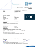 Calibration Certificate Summary