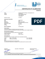 Certificate of Calibration: Customer Information