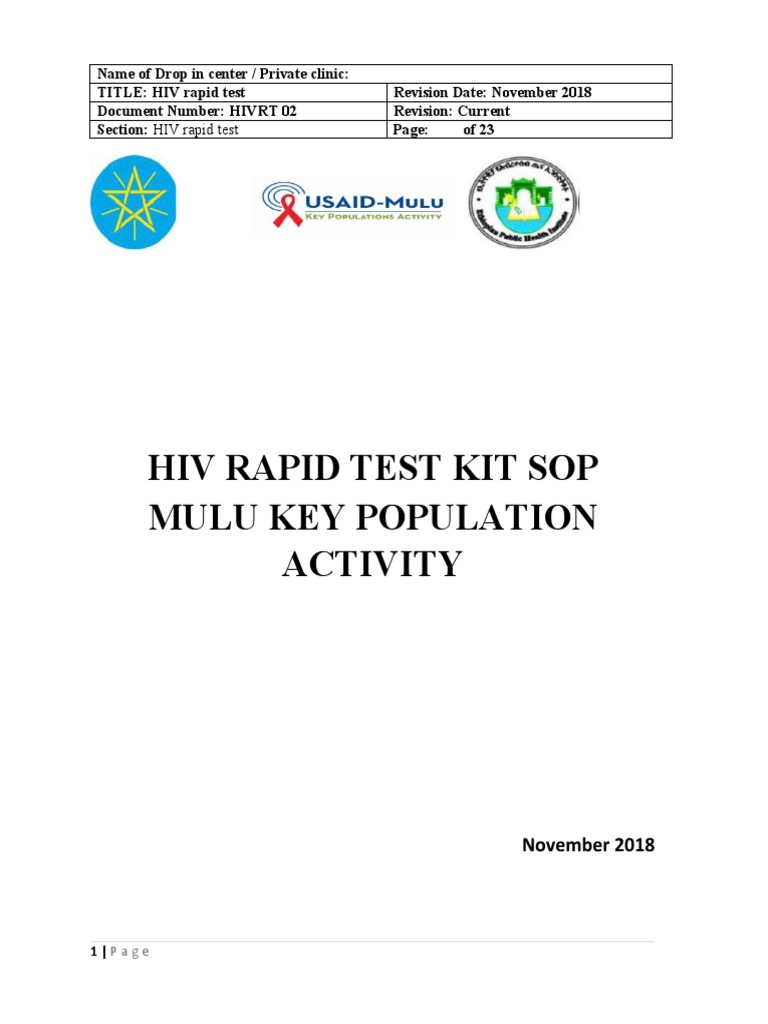 Hiv Rapid Test Kit Sop Final | PDF | Hiv | Blood Plasma