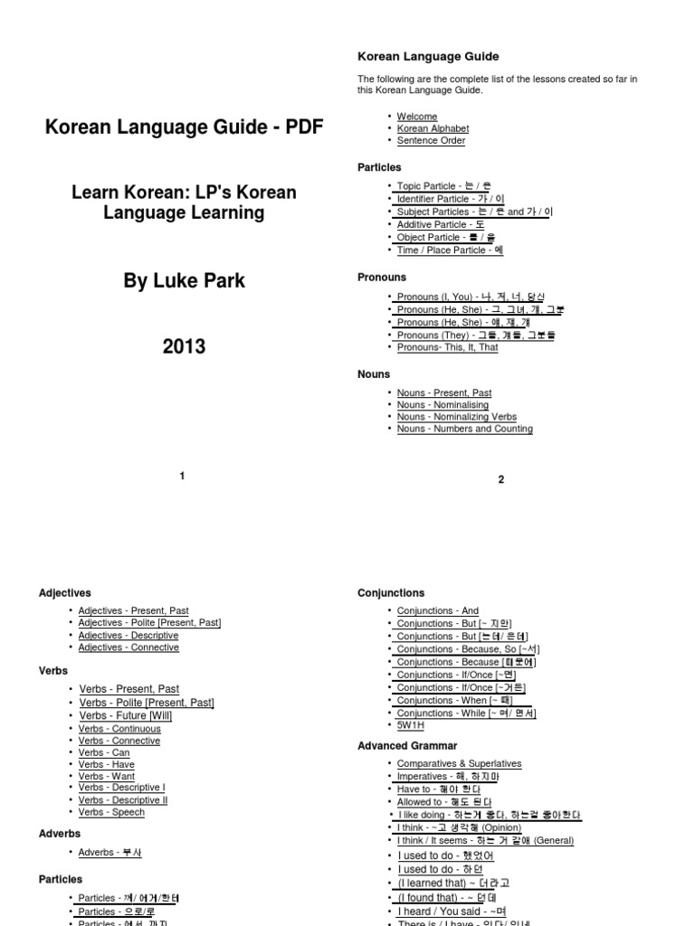 Korean Language Guide PDF | PDF | Grammatical Tense | Korean Language