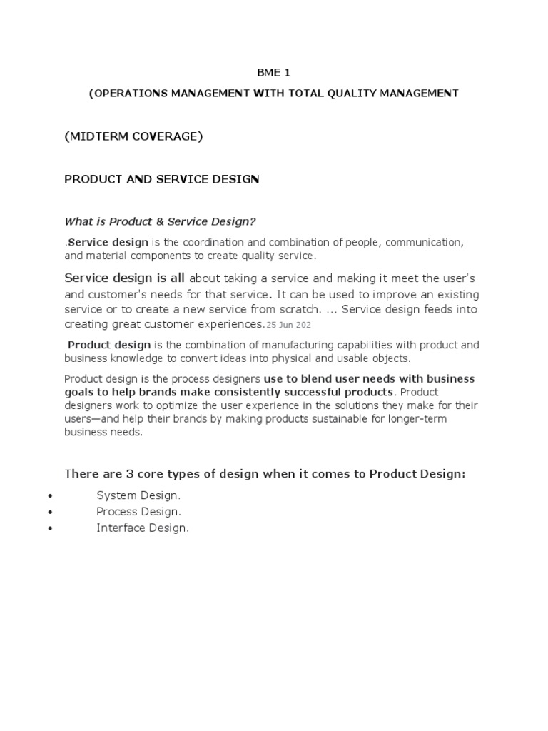 Product and Service Design Overview | PDF | Design | Product Design