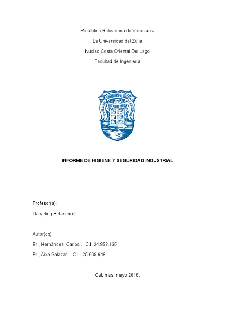 Informe de Higiene | PDF | Seguridad y salud ocupacional | Revolución ...
