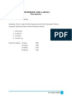 Performance Task in Math 8 First Quarter: 1. Discussion 2. Examples 3. Activities 4. Answer Key