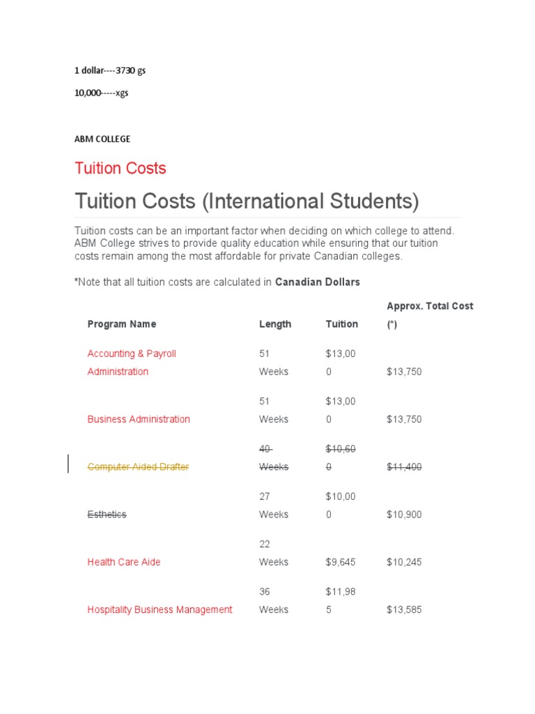 Tuition Costs (International Students) | PDF | Developmental Psychology ...