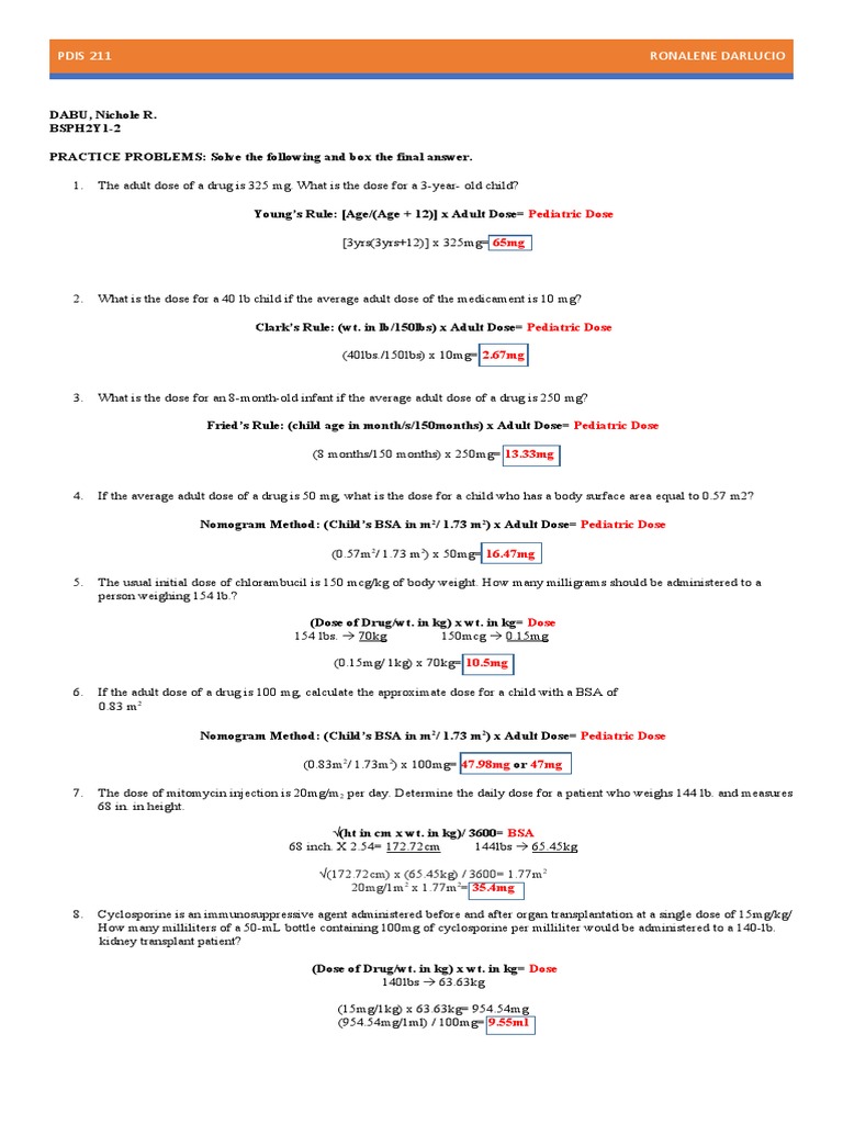 Pdis Ass Practice Problems Nrdabu | PDF | Chemistry | Dose 
