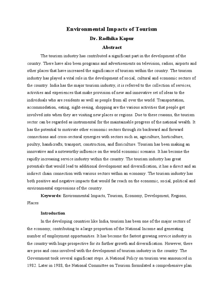 Environmental Impacts of Tourism | PDF | Tourism | Resource Depletion
