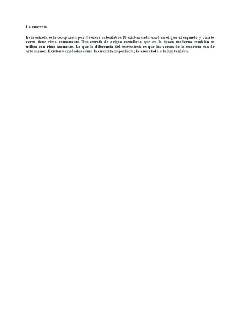 La Cuarteta | PDF | Arte | Poesía