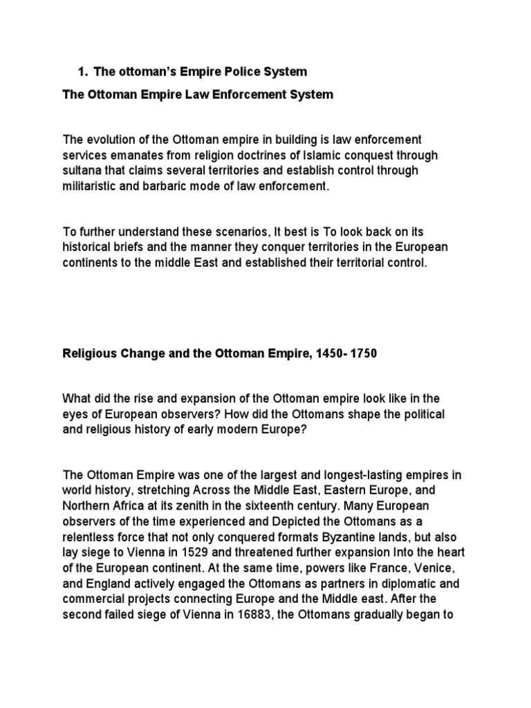 The Ottoman's Empire Police System The Ottoman Empire Law Enforcement