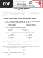 1st Quarter Summative Exam Grade 9 Mathematics