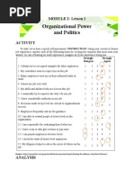 Organizational Power and Politics: MODULE 2: Lesson 1