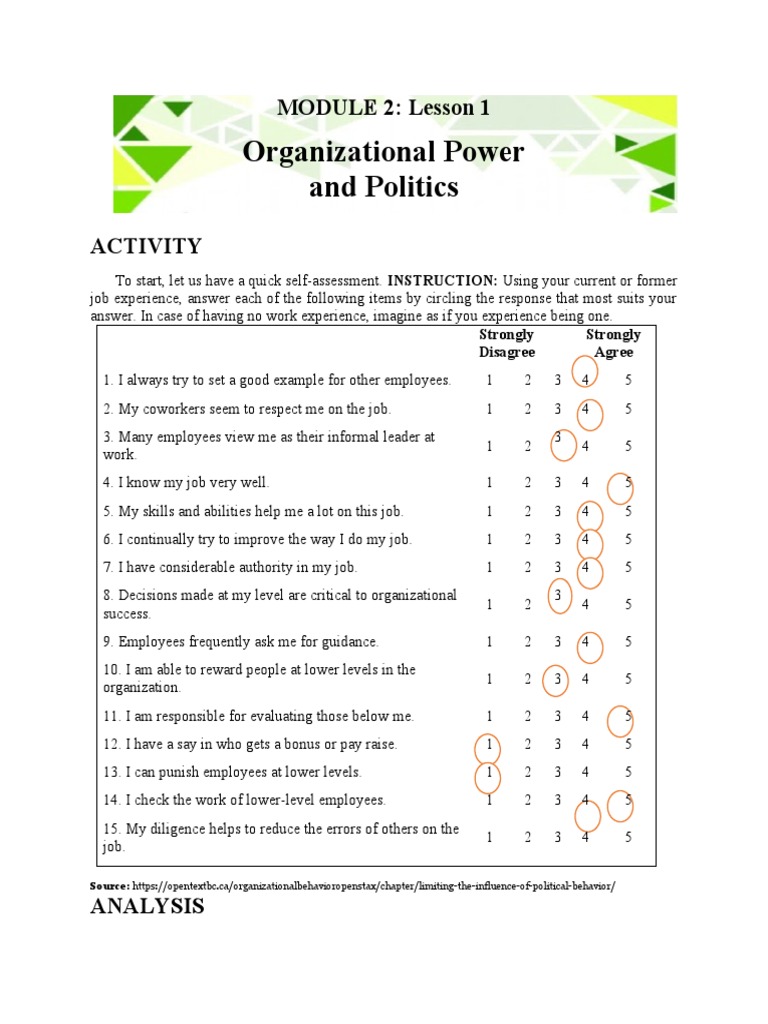 Organizational Power and Politics: MODULE 2: Lesson 1 | PDF | Power ...