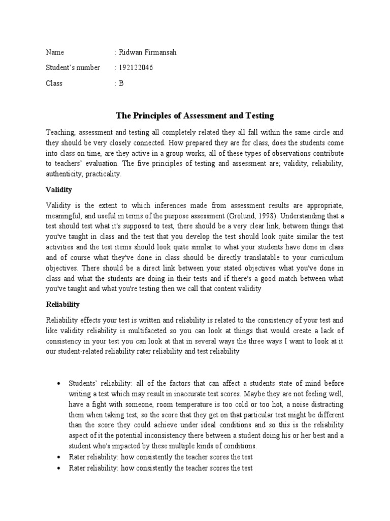 Principles of Effective Assessment Testing | PDF | Educational ...