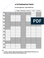 Sacramental Bookings Timetable Tor 1