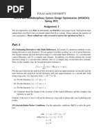 Part A: Texas A&M University MEEN 683 Multidisciplinary System Design Optimization (MSADO) Spring 2021 Assignment 3