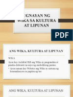 Ugnayan NG Wika Sa Kultura at Lipunan