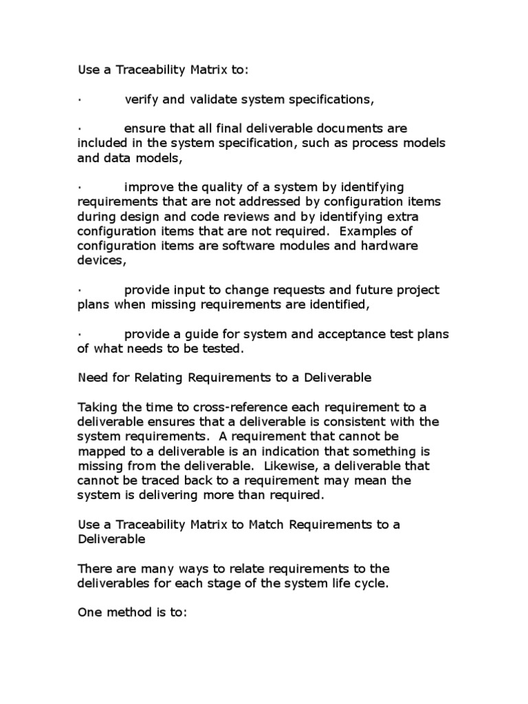 Traceability Matrix for Requirements | PDF | Software Testing ...