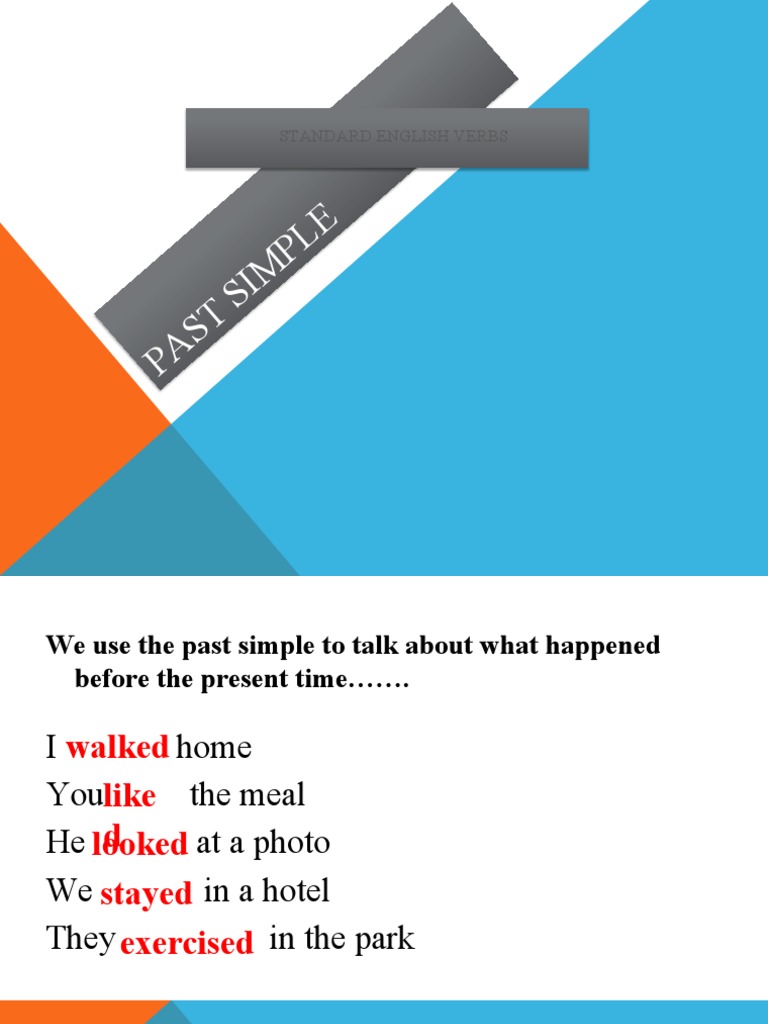 Past Simple Standard English Verbs PDF Verb Grammatical Tense