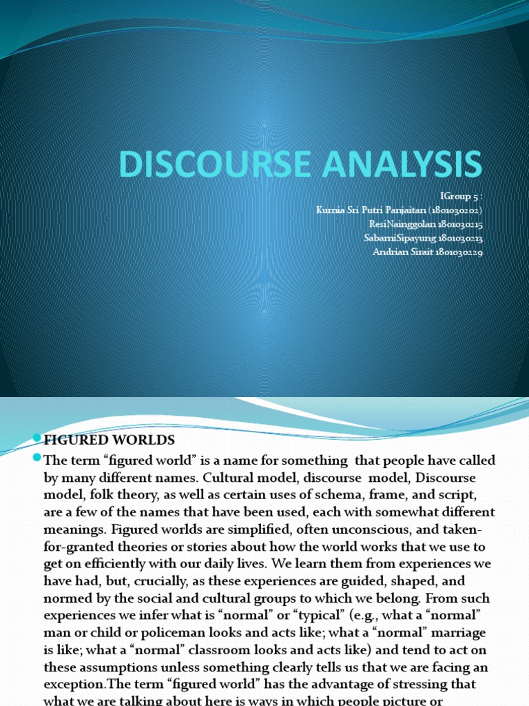 Discourse Analysis Group 5 | PDF | Mental Processes | Academic ...