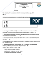 Immunology Exam Questions