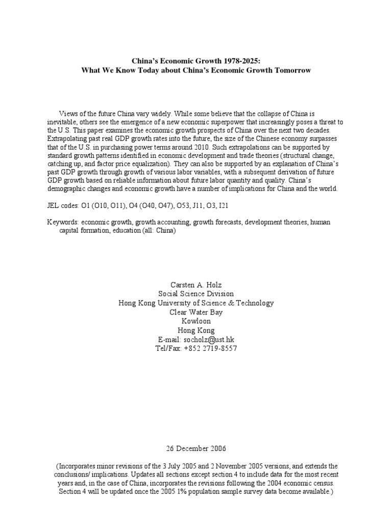 China's Economic Growth 19782025 PDF Economic Growth Gross