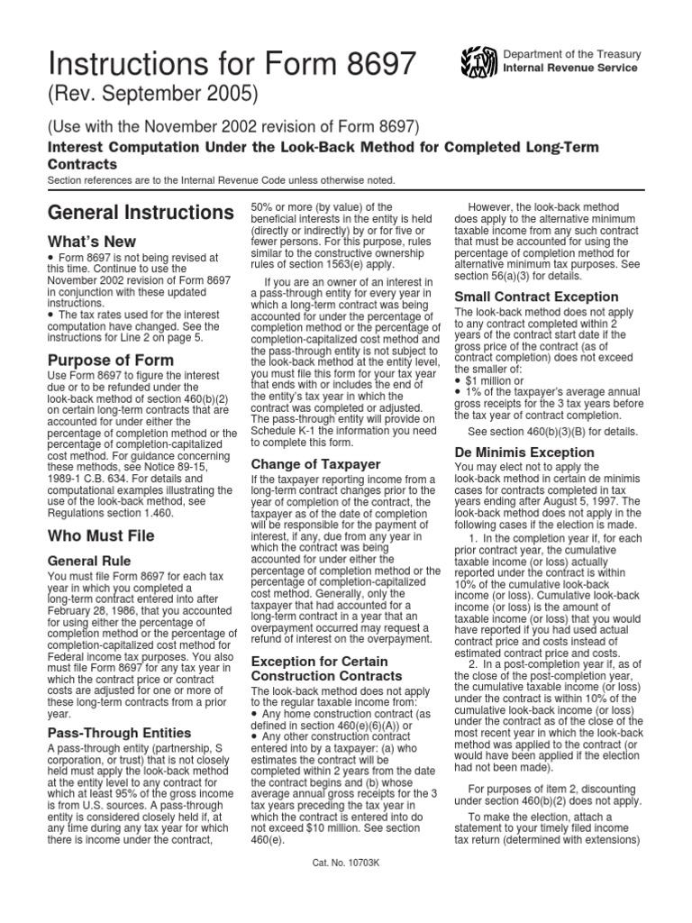 Instructions for IRS Form 8697 | PDF | Income Tax In The United States ...