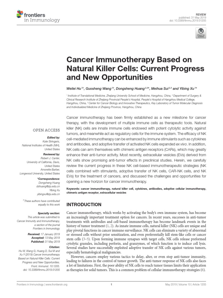 Fimmu 10 01205 | PDF | Natural Killer Cell | Immunotherapy