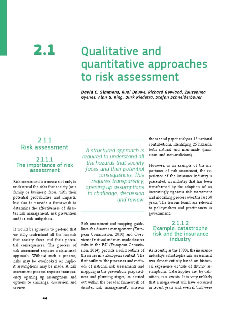 Qualitative and Quantitative Approaches To Risk Assessment | PDF | Risk ...
