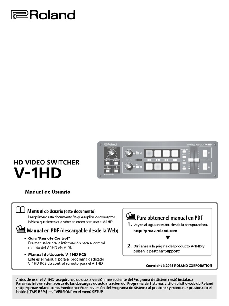 Roland V 1HD Manual Del Usuario PDF Enchufes y tomas de corriente