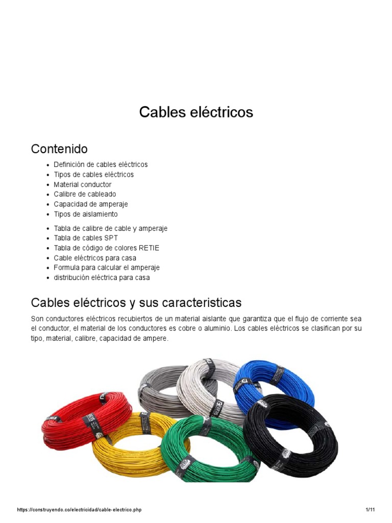 Cables Eléctricos y Sus Caracteristicas, PDF, Aislador (Electricidad)