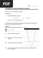 Properties of Graphs of Quadratic Functions: Math 2201 Date