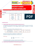 Magnitudes Proporcionales para Sexto Grado de Primaria