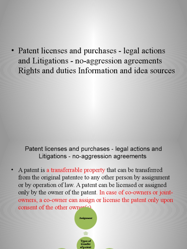 Patent Licenses and Purchases Legal Actions and Litigations No