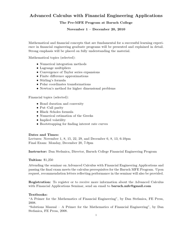 Calculus For MF | PDF | Black–Scholes Model | Integral