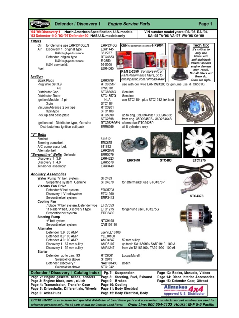 Defender Parts Catalog | PDF | Distributor | Axle